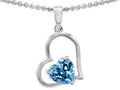 Star K 7mm Heart Shape Simulated Blue Topaz Pendant Necklace