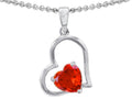 Star K 7mm Heart Shape Simulated Fire Opal Pendant Necklace
