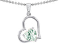 Star K 7mm Heart Shape Green Amethyst Pendant Necklace