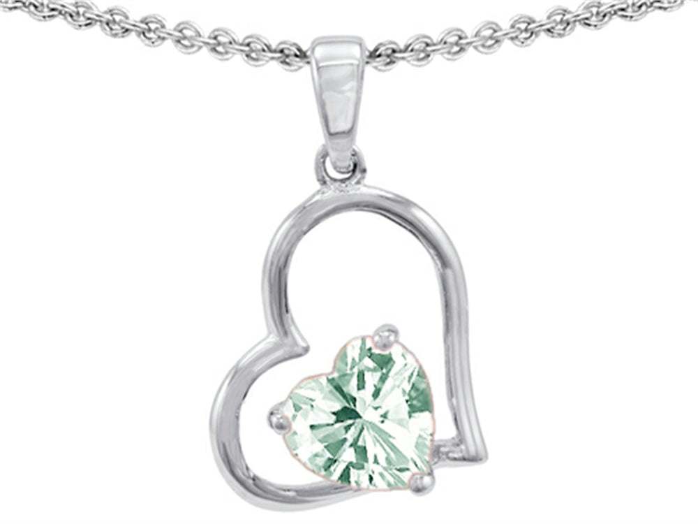 Star K 7mm Heart Shape Green Amethyst Pendant Necklace