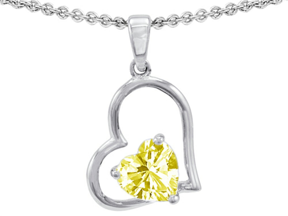 Star K 7mm Heart Shape Lemon Quartz Pendant Necklace