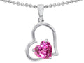 Star K 7mm Heart Shape Created Pink Sapphire Pendant Necklace