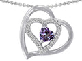 Star K Simulated Heart Shape Alexandrite Pendant Necklace