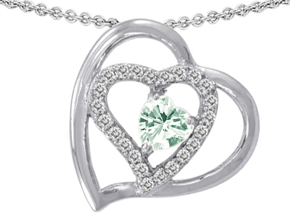 Star K Genuine Heart Shape Green Amethyst Pendant Necklace