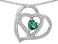 Star K Heart Shape Simulated Emerald Heart Pendant Necklace