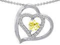 Star K Genuine Heart Shape Lemon Quartz Pendant Necklace