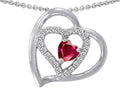 Star K 6mm Heart Shape Created Ruby Pendant Necklace