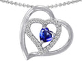 Star K 6mm Heart Shape Created Sapphire Pendant Necklace