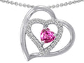 Star K 6mm Heart Shape Created Pink Sapphire Pendant Necklace