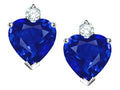 Star K Heart Shape 7mm Simulated Sapphire Earrings