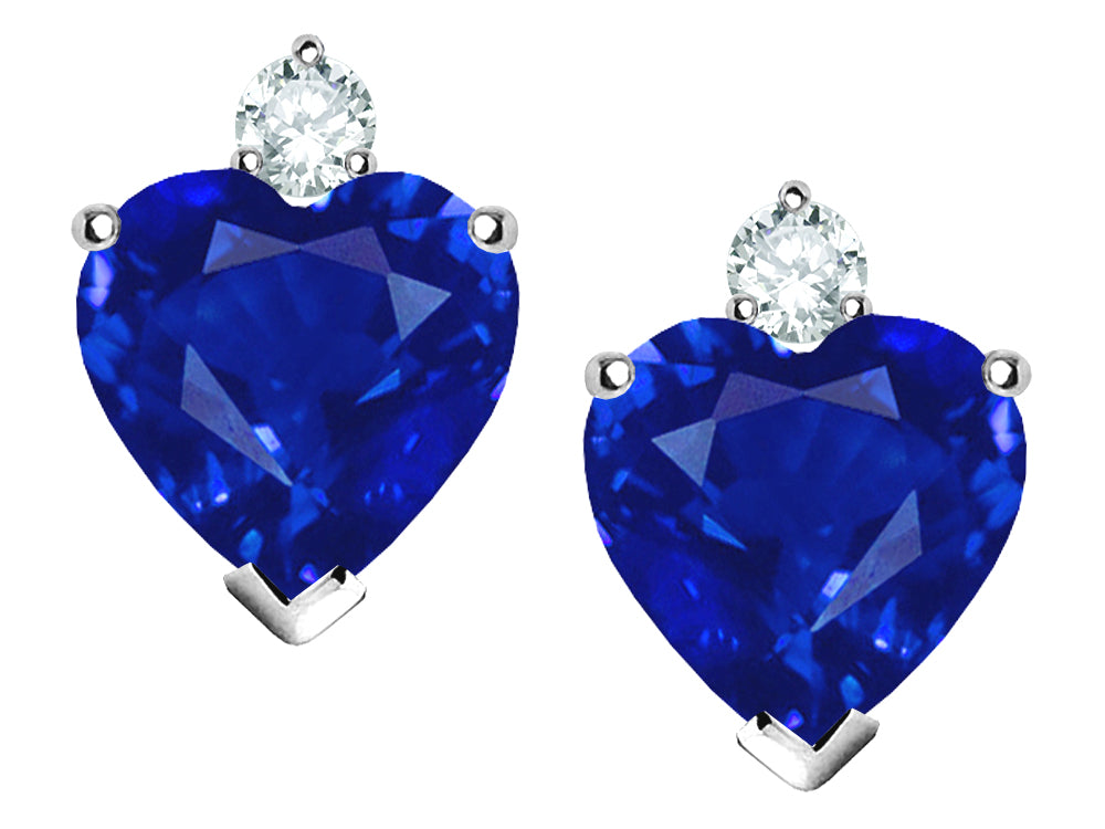 Star K Heart Shape 7mm Simulated Sapphire Earrings