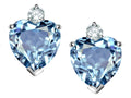 Star K Heart Shape 7mm Simulated Aquamarine Earrings