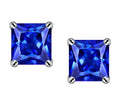 Star K Square Cut 7mm Created Sapphire Earrings