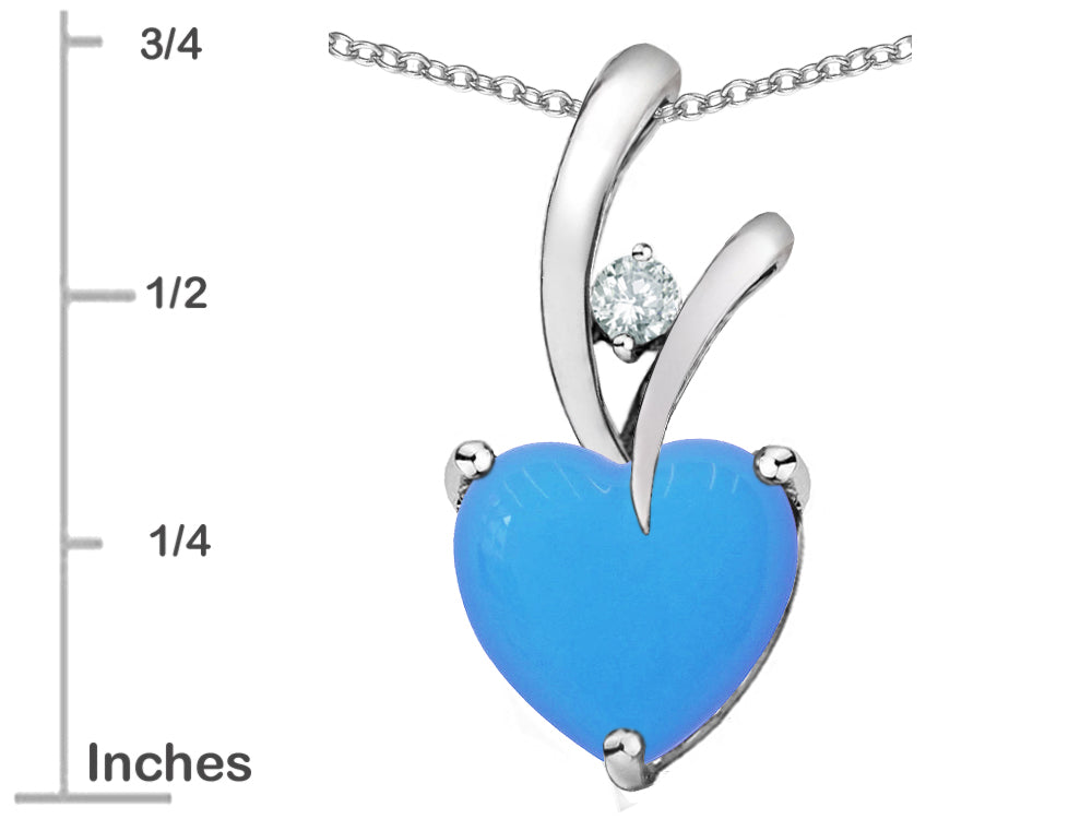 Star K Heart Shape 8mm Simulated Turquoise Endless Love Pendant Necklace