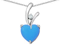 Star K Heart Shape 8mm Simulated Turquoise Endless Love Pendant Necklace