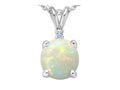 Tommaso Design 7mm Round Genuine Opal Pendant Necklace