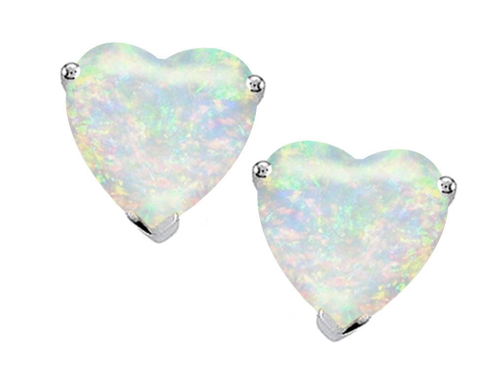 Tommaso Design 6mm Heart shape Genuine Opal Earrings Studs