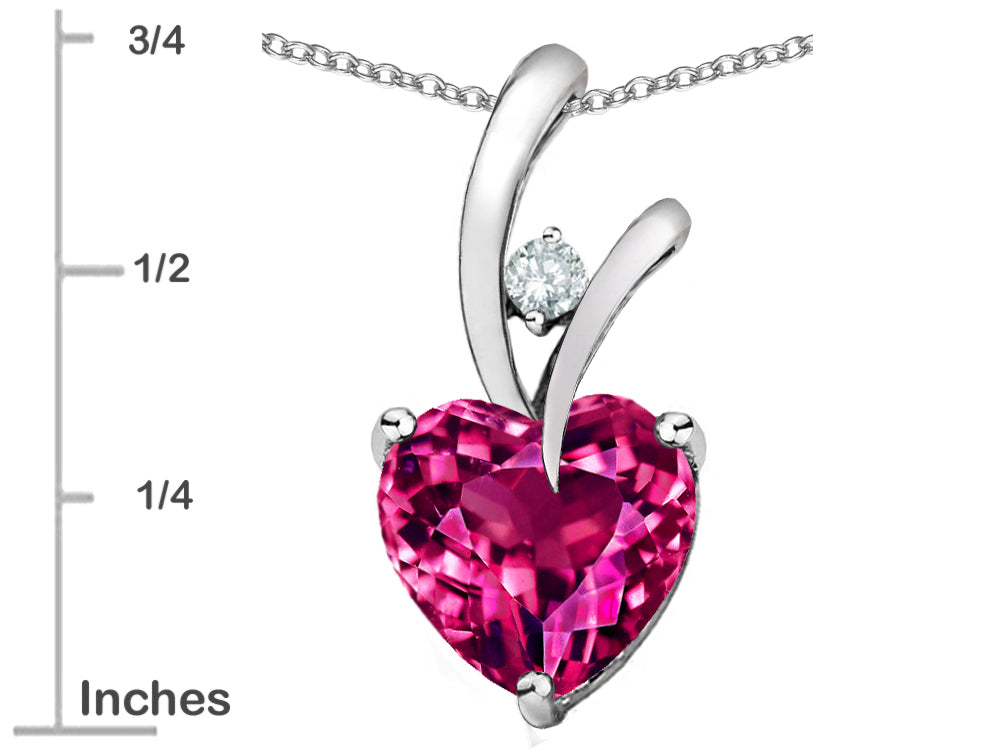 Star K Heart Shaped 8mm Created Dark Pink Sapphire Endless Love Pendant Necklace