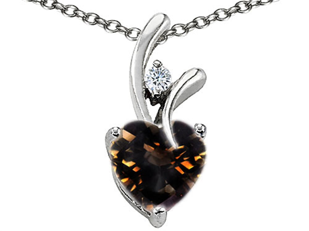 Star K Genuine Heart Shaped Smoky Quartz Pendant Necklace