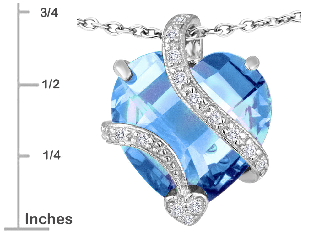 Star K Large 15mm Heart Shape Simulated Aquamarine Love Pendant Necklace