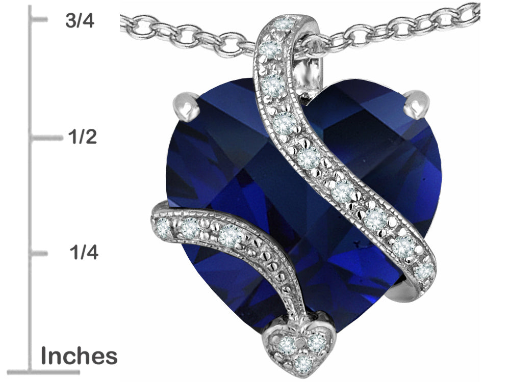 Star K Large 15mm Heart Shape Simulated Blue Sapphire Love Pendant Necklace
