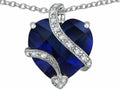 Star K Large 15mm Heart Shape Simulated Blue Sapphire Love Pendant Necklace