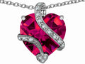 Star K Large 15mm Heart Shape Created Ruby Love Pendant Necklace