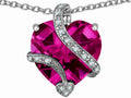 Star K Large 15mm Heart Shaped Created Pink Sapphire Love Pendant Necklace