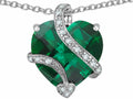 Star K Large 15mm Heart Shaped Simulated Emerald Pendant Necklace