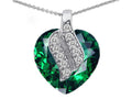 Star K Large 15mm Heart Shaped Simulated Emerald Solul Mate Pendant Necklace