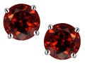 Star K Round 7mm Simulated Garnet Earrings Studs
