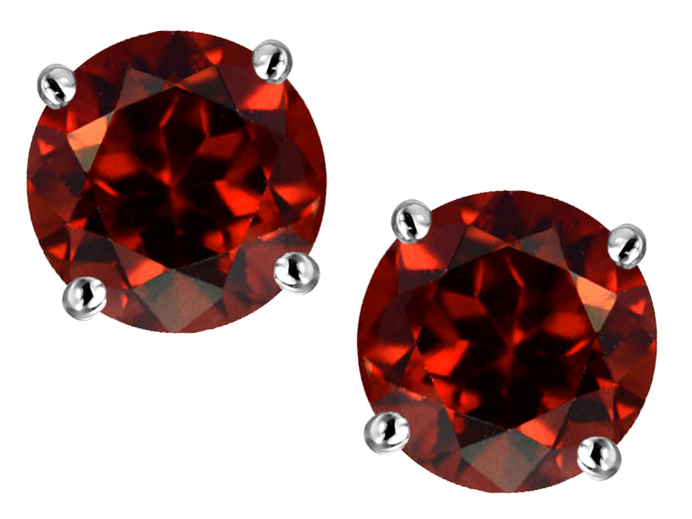 Star K Round 7mm Simulated Garnet Earrings Studs