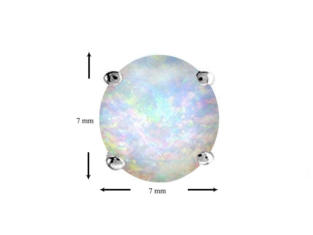 Star K Round 7mm Simulated Opal Earrings Studs