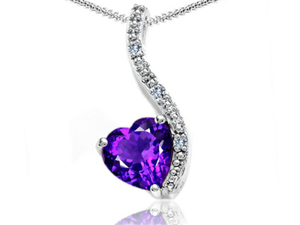 Tommaso Design Heart Shape 6mm Genuine Amethyst Pendant Necklace