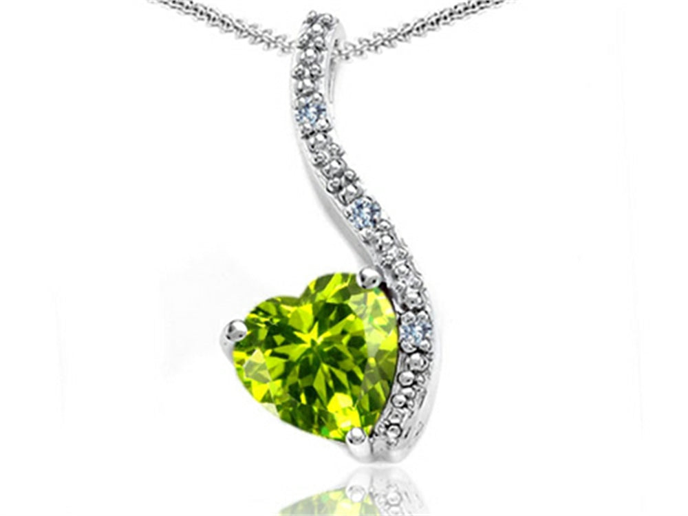 Tommaso Design Heart Shape 6mm Genuine Peridot Pendant Necklace