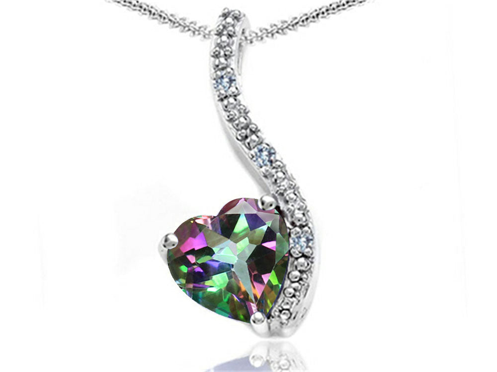 Tommaso Design Heart Shape 6mm Rainbow Mystic Topaz Pendant Necklace