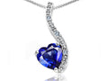 Tommaso Design Heart Shape 6mm Created Blue Sapphire Pendant Necklace