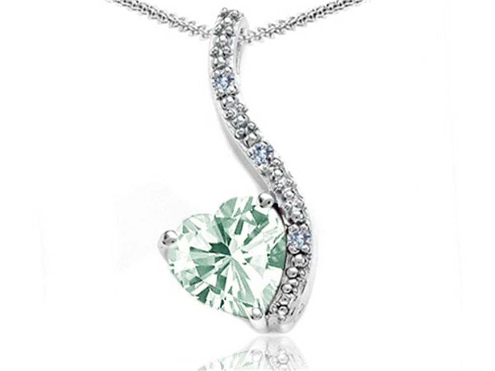 Tommaso Design Heart Shape 6mm Green Amethyst Pendant Necklace