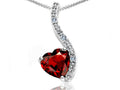 Tommaso Design Heart Shape 6mm Genuine Garnet Pendant Necklace