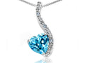 Tommaso Design Heart Shape 6mm Genuine Blue Topaz Pendant Necklace