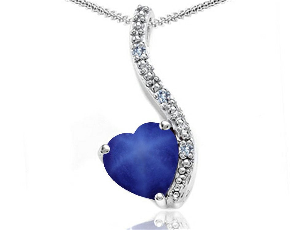 Tommaso Design Heart Shape 6mm Created Star Sapphire Pendant Necklace