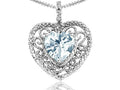 Tommaso Design Heart Shape 8mm Genuine Aquamarine Pendant Necklace