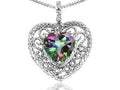 Tommaso Design Heart Shape 8mm Rainbow Mystic Topaz Pendant Necklace