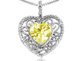 Tommaso Design Heart Shape 8mm Genuine Lemon Quartz Pendant Necklace