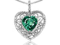 Tommaso Design Heart Shape 8mm Simulated Emerald Pendant Necklace