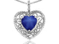 Tommaso Design Heart Shape 8mm Created Star Sapphire Pendant Necklace