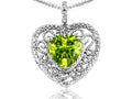 Tommaso Design Heart Shape 8mm Genuine Peridot Pendant Necklace