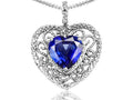 Tommaso Design Heart Shape 8mm Created Blue Sapphire Pendant Necklace