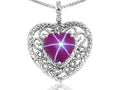 Tommaso Design Heart Shape 8mm Created Star Ruby Pendant Necklace