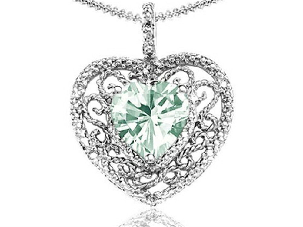 Tommaso Design™ Heart Shape 8mm Green Amethyst Pendant Necklace